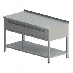 Pracovný stôl 3-zásuvkový s policou, hl 600-700-800 mm, šír 1600 - 2200 mm