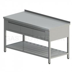 Pracovný stôl 3-zásuv. s roštovou policou h 600-700-800 mm š 1600 mm - 2200 mm