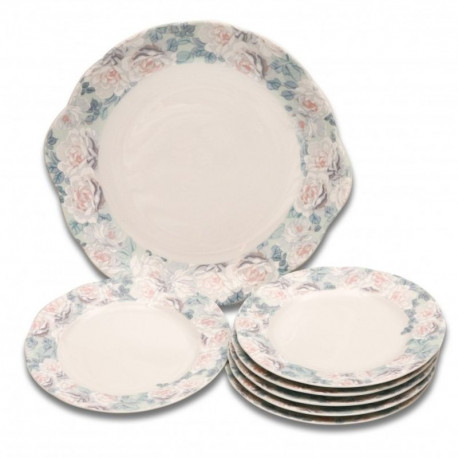 Koláčová súprava Rose, 7 D ružovo-sivá ruža