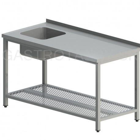 Umývací stôl s drezom a perforovanou policou 