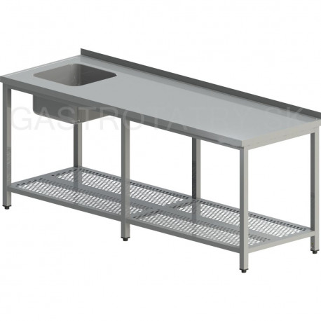 Umývací stôl s drezom a perforovanou policou dlhý 