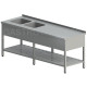 Umývací stôl s dvomi drezmi s roštom a krytom dlhý