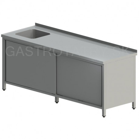 Umývací stôl skrinkový s drezom a posuvnými dverami dlhý 