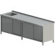 Umývací stôl skrinkový s drezom a posuvnými dverami, extra dlhý