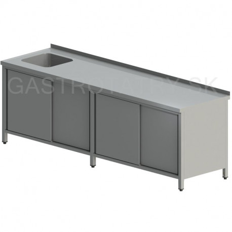 Umývací stôl skrinkový s drezom a posuvnými dverami, extra dlhý