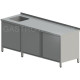 Umývací stôl skrinkový dlhý s drezom a krídlové dvere