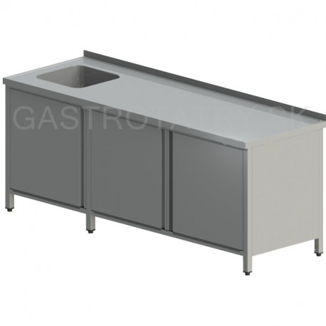 Umývací stôl skrinkový dlhý s drezom a krídlové dvere