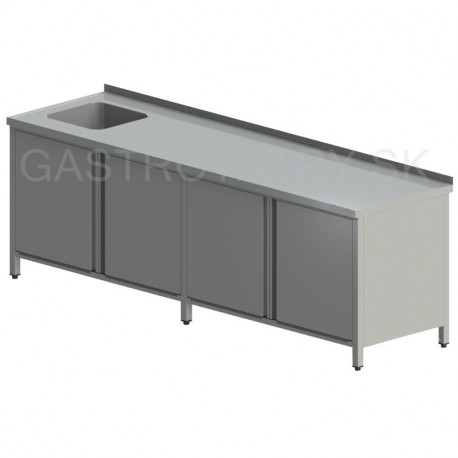 Umývací stôl skrinkový extra dlhý s drezom a krídlové dvere