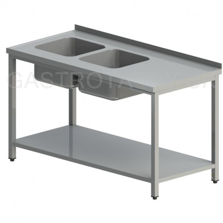 Umývací stôl s dvomi drezmi a policou 