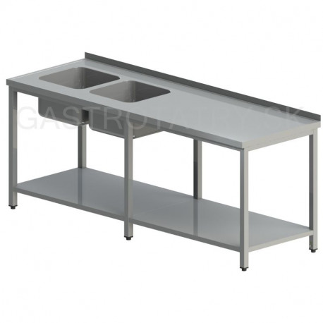 Umývací stôl s dvomi drezmi a policou dlhý 