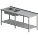 Umývací stôl s dvomi drezmi a roštom dlhý