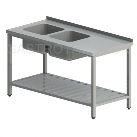 Umývací stôl s dvomi drezmi a roštom