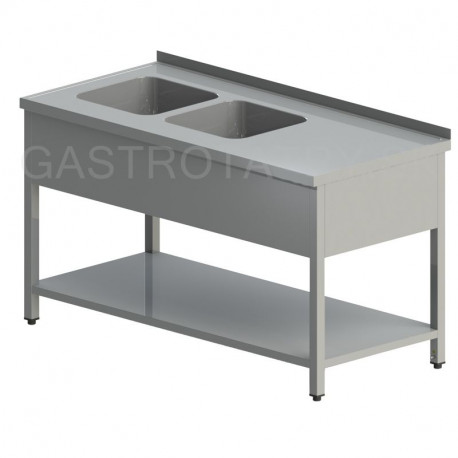 Umývací stôl s dvomi drezmi s policou a krytom