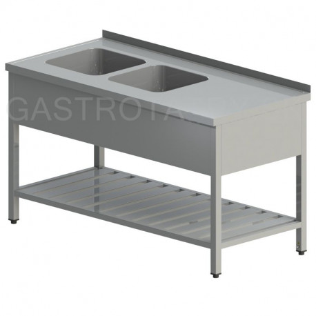 Umývací stôl s dvomi drezmi s roštom a krytom