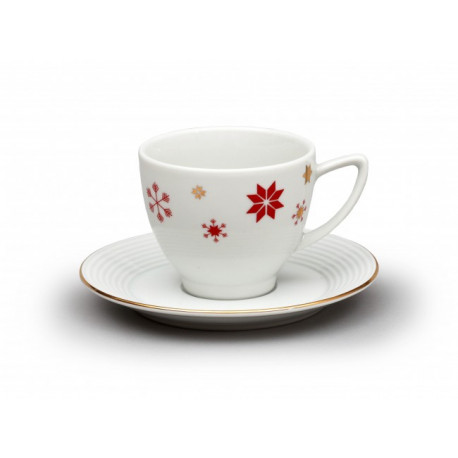 Šálka vysoká s podšálkou káva 140 zlatená hviezda - červená LEA