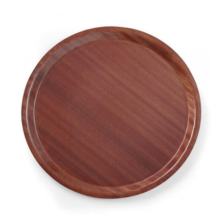 Laminovaný servírovací podnos ⌀380 protišmykový guľatý Mahagón